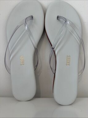 TKEES Clear-Strap White Footbed Sandals